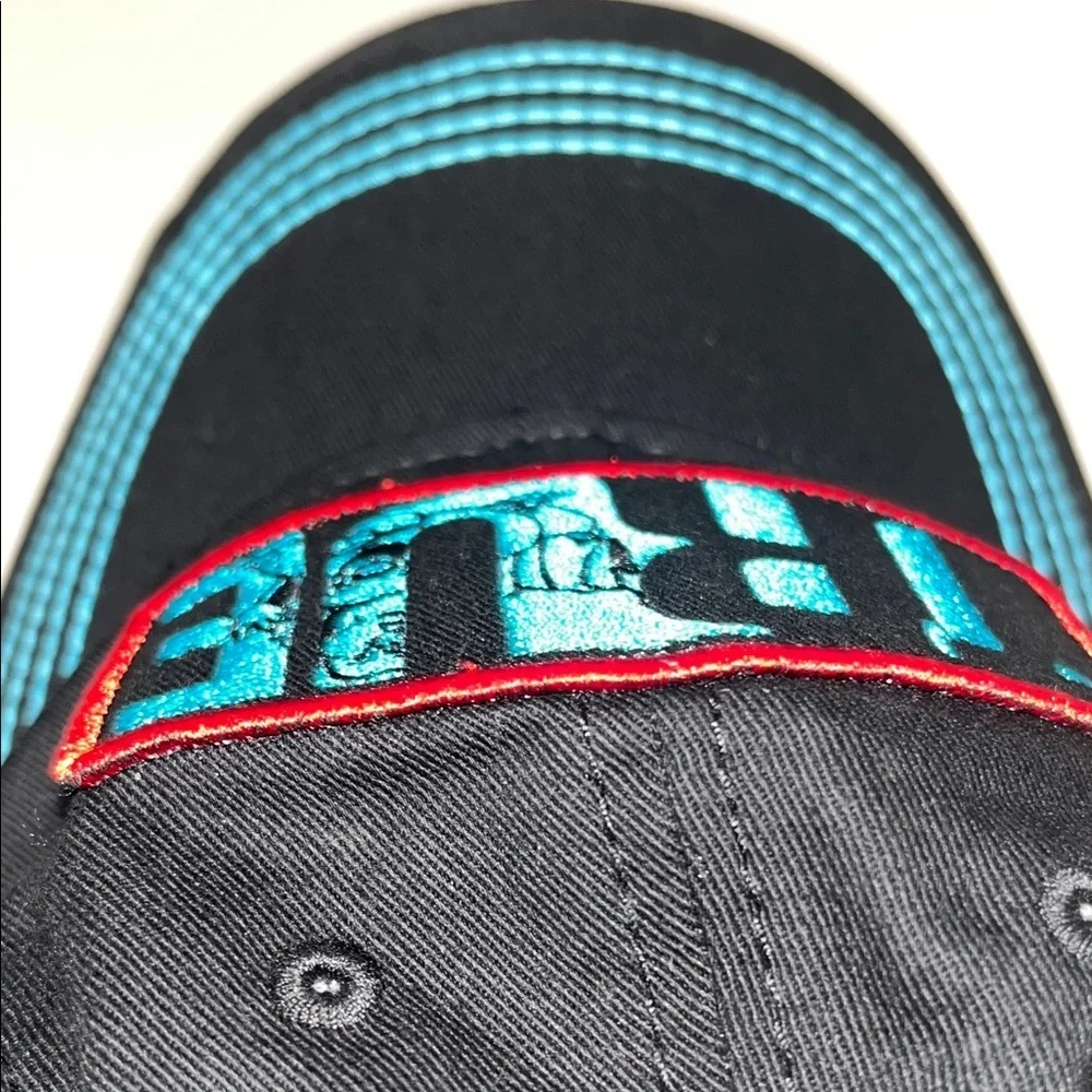 True Religion Black Hat with Blue and Red Details